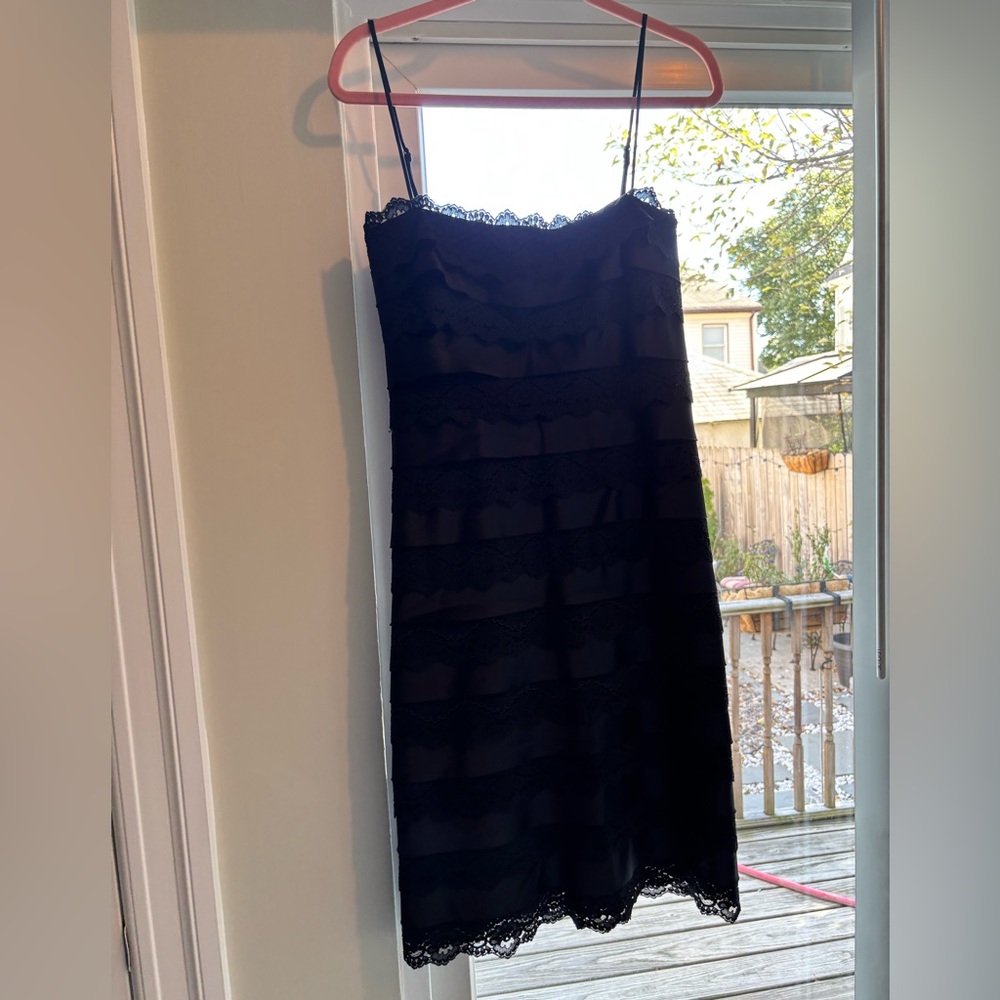 Tadashi Shoji Black Lace Knee Length Cocktail Dress